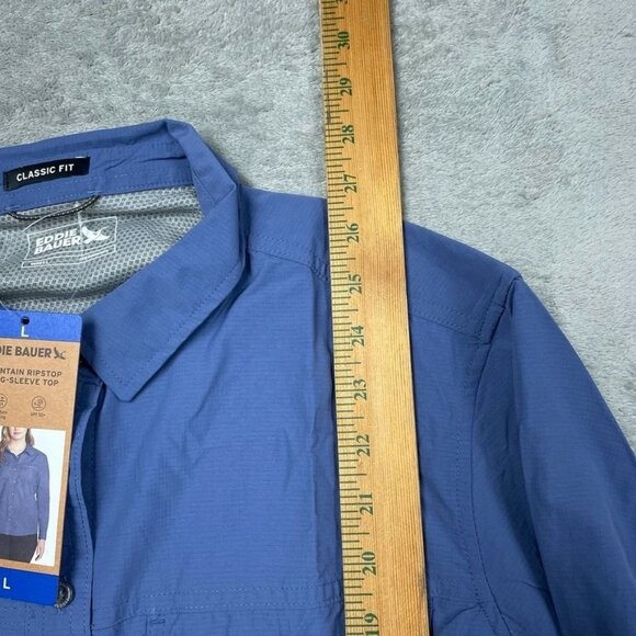 Eddie Bauer Mountain Ripstop Womens Long Sleeve Top Classic Fit Blue L d0552 - Picture 6 of 10
